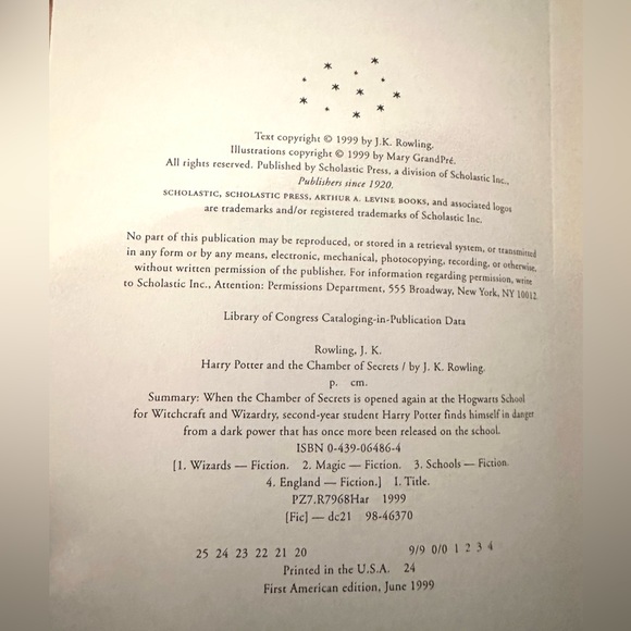 RARE First Edition Harry Potter & The Chamber Of Secrets SPELLING ERROR - Picture 4 of 10